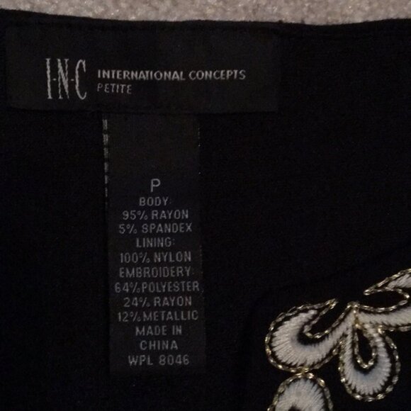 INC International Concepts Embroidered Gold DRESS Stretchy Flattering Petite - Picture 2 of 6